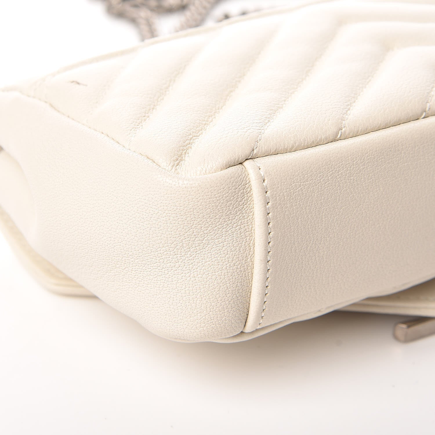 Saint Laurent Sheepskin Matelasse Monogram Classic Baby Chain Bag White 12 of 17