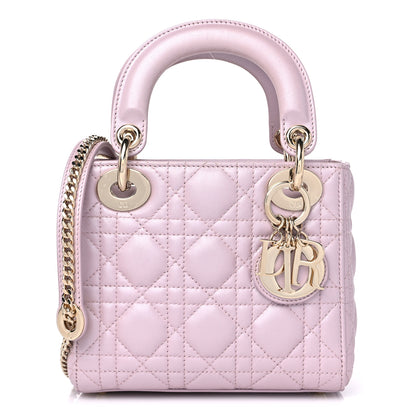 Christian Dior Metallic Lambskin Cannage Mini Lady Dior Lotus 1 of 9