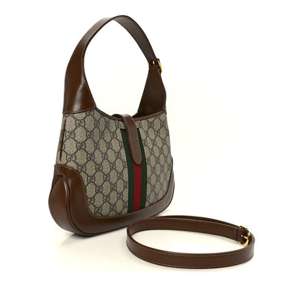 Gucci GG Supreme Monogram Azalea Calfskin Web Small Jackie 1961 Hobo Beige Ebony Brown Sugar 3 of 11