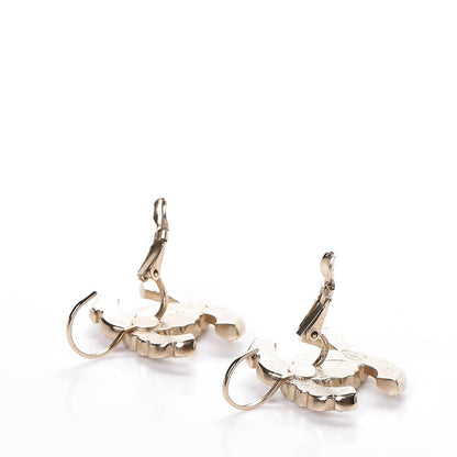 Chanel Crystal Enamel CC Hoop Earrings Gold 3 of 6