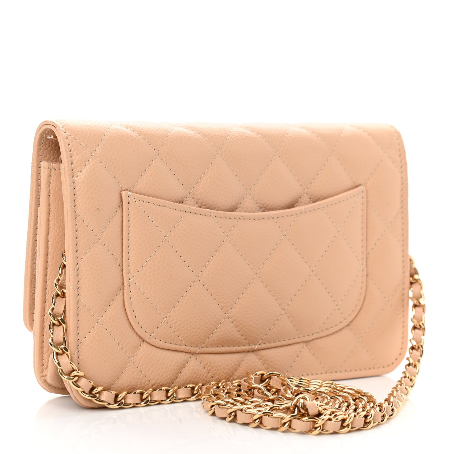 Caviar Quilted Wallet On Chain WOC Beige