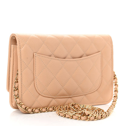 Chanel Caviar Quilted Wallet On Chain WOC Beige 3 of 11