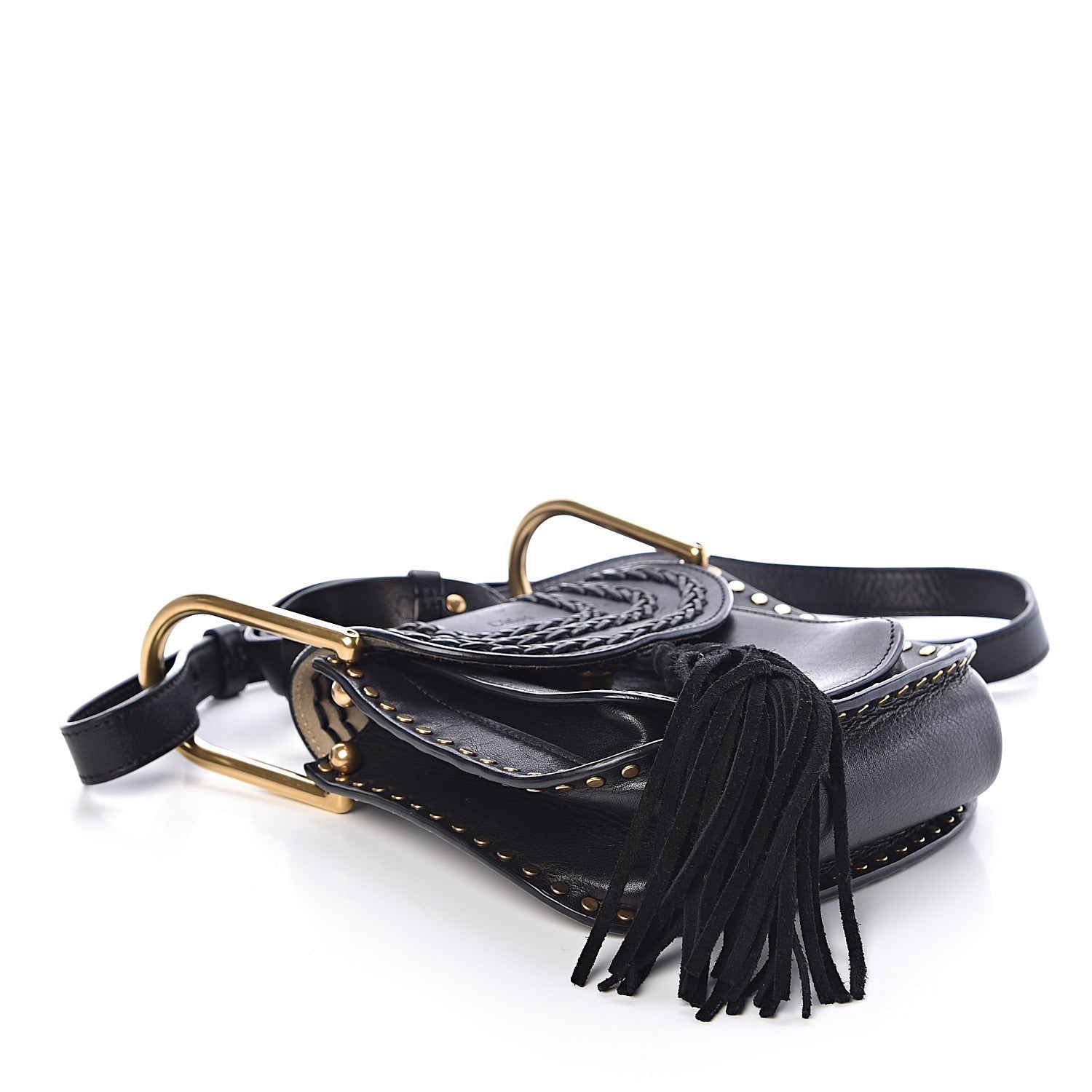Chloe Calfskin Braided Mini Hudson Shoulder Bag Black 4 of 9