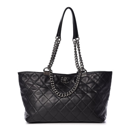 Chanel Calfskin Quilted Small Shopping In Chains Tote Black 1 of 14