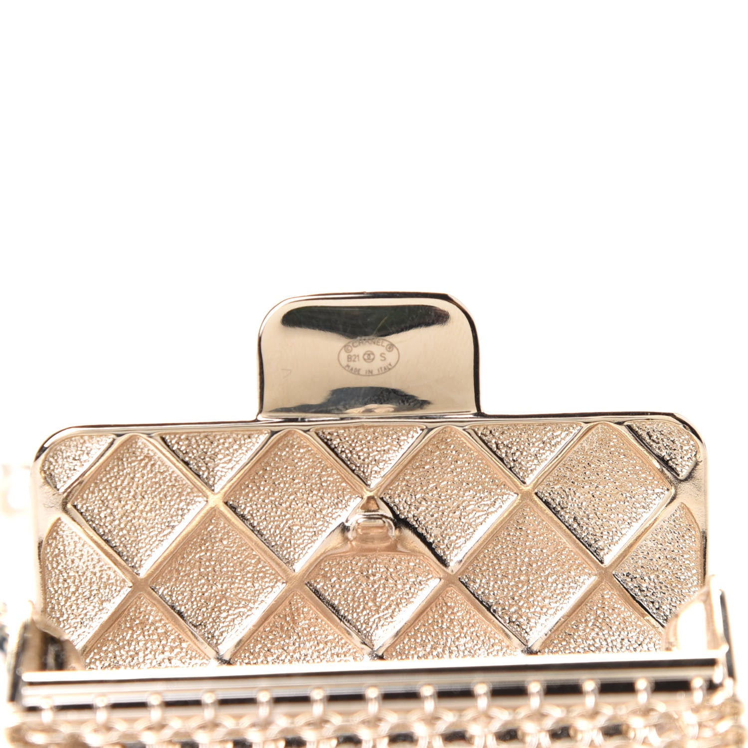 Chanel Metal Lambskin Pearl Chain Flap Bag Long Necklace Gold Black Pearly White 4 of 5