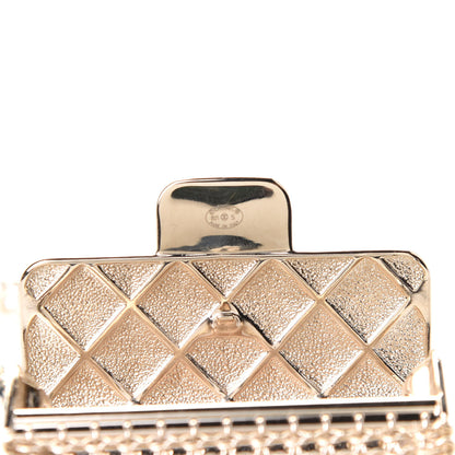 Chanel Metal Lambskin Pearl Chain Flap Bag Long Necklace Gold Black Pearly White 4 of 5