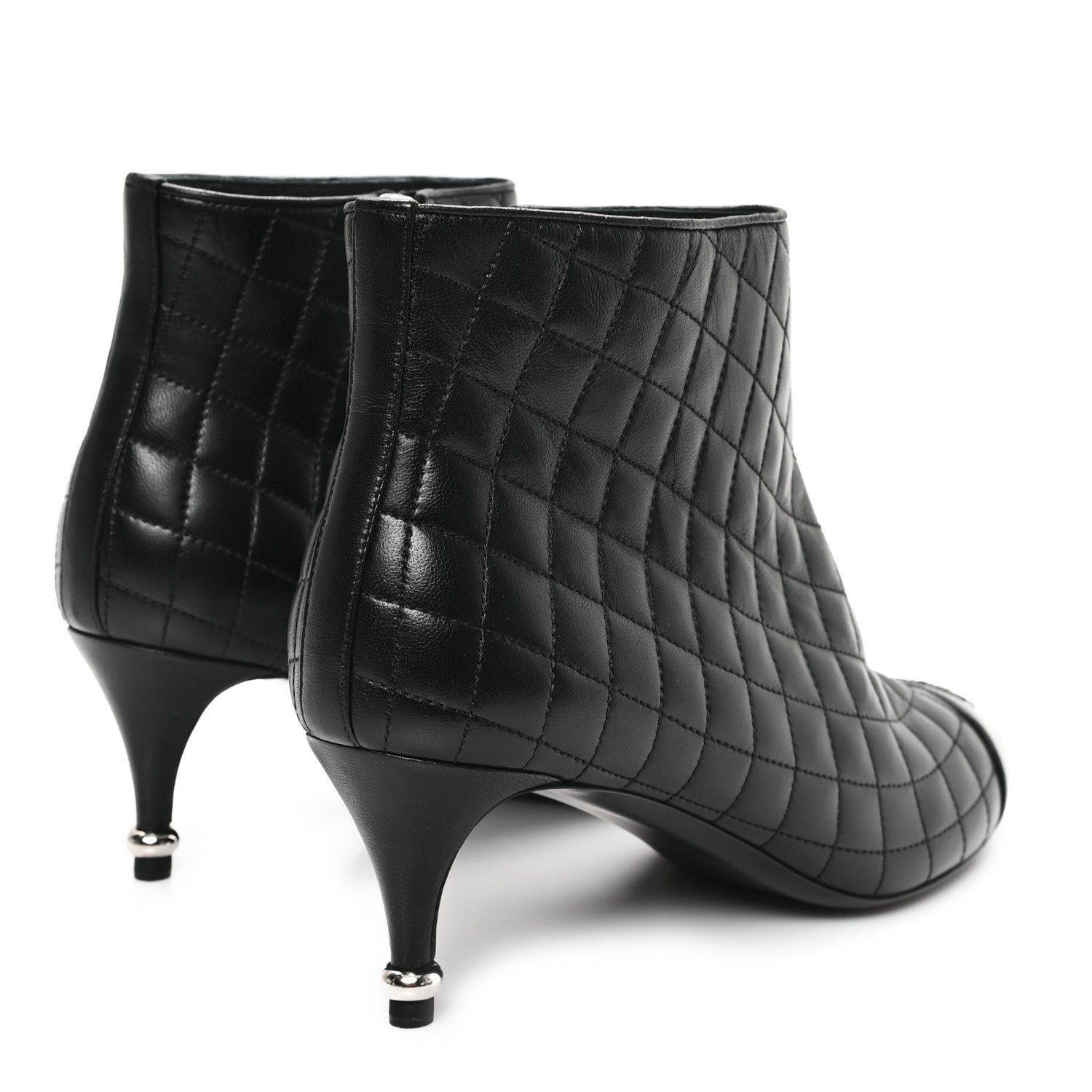 Chanel Lambskin Quilted Cap Toe CC Booties 41 Black 5 of 10