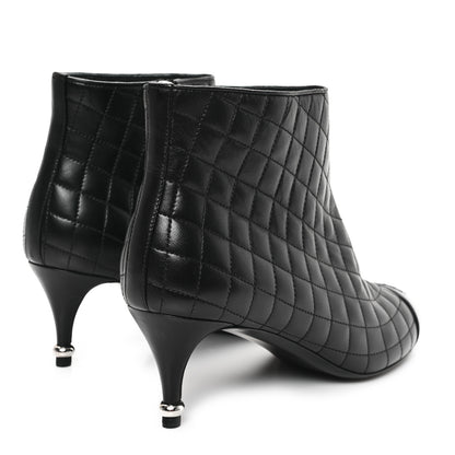 Chanel Lambskin Quilted Cap Toe CC Booties 41 Black 5 of 10
