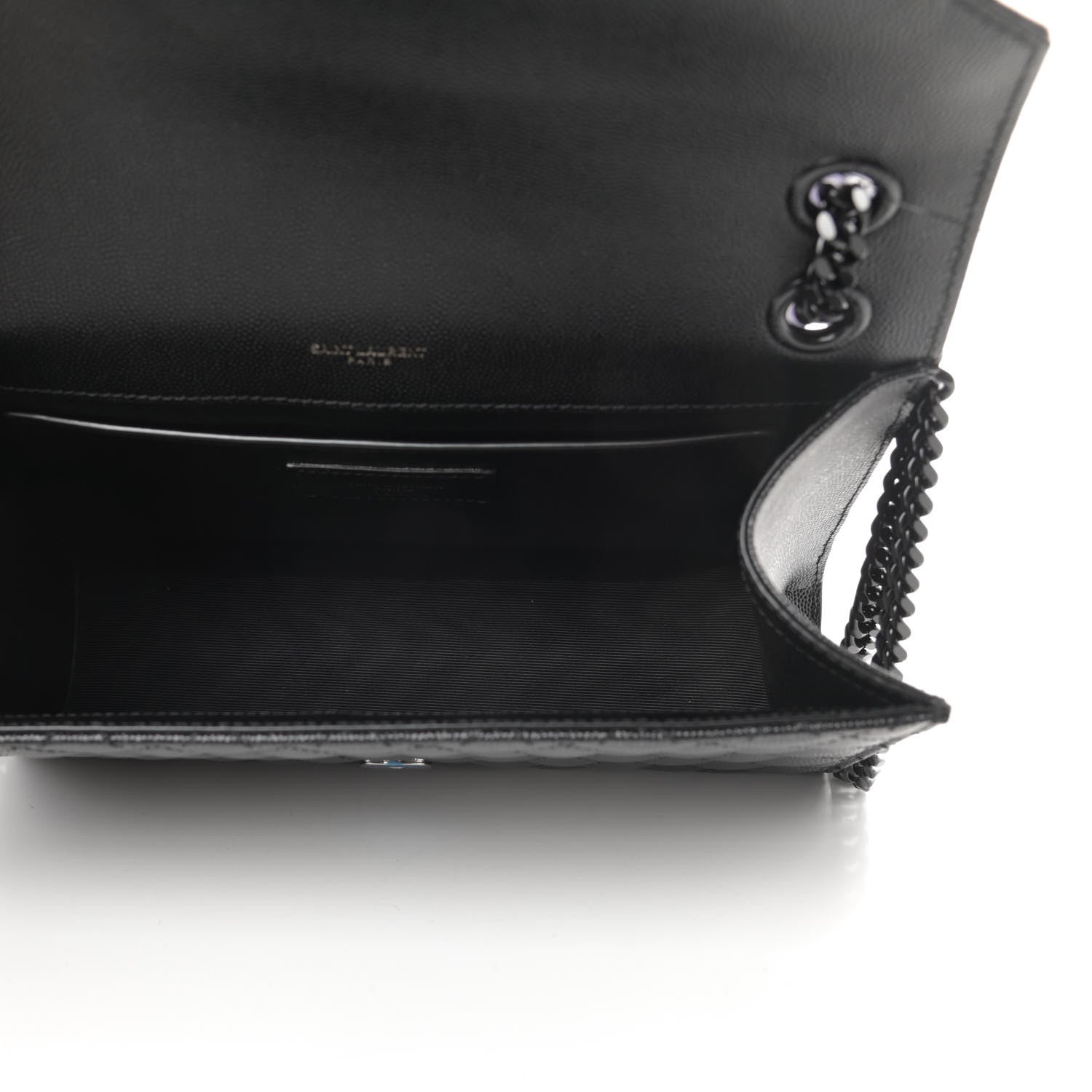 Saint Laurent Grain De Poudre Textured Mixed Matelasse Triquilt Medium Monogram Satchel Black 5 of 10