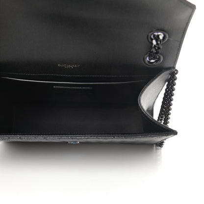 Saint Laurent Grain De Poudre Textured Mixed Matelasse Triquilt Medium Monogram Satchel Black 5 of 10