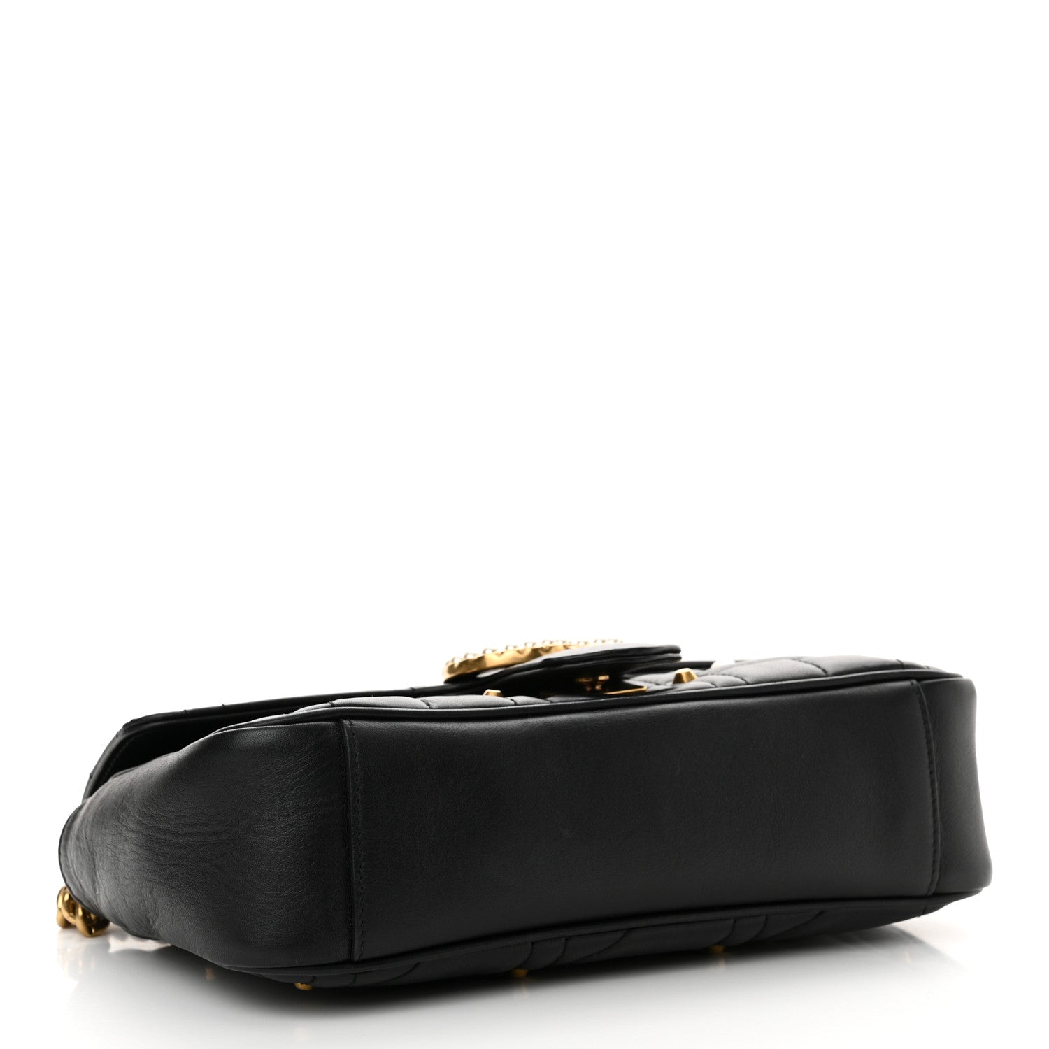 Gucci Calfskin Matelasse Studded Small Pearly GG Marmont Shoulder Bag Black 4 of 12