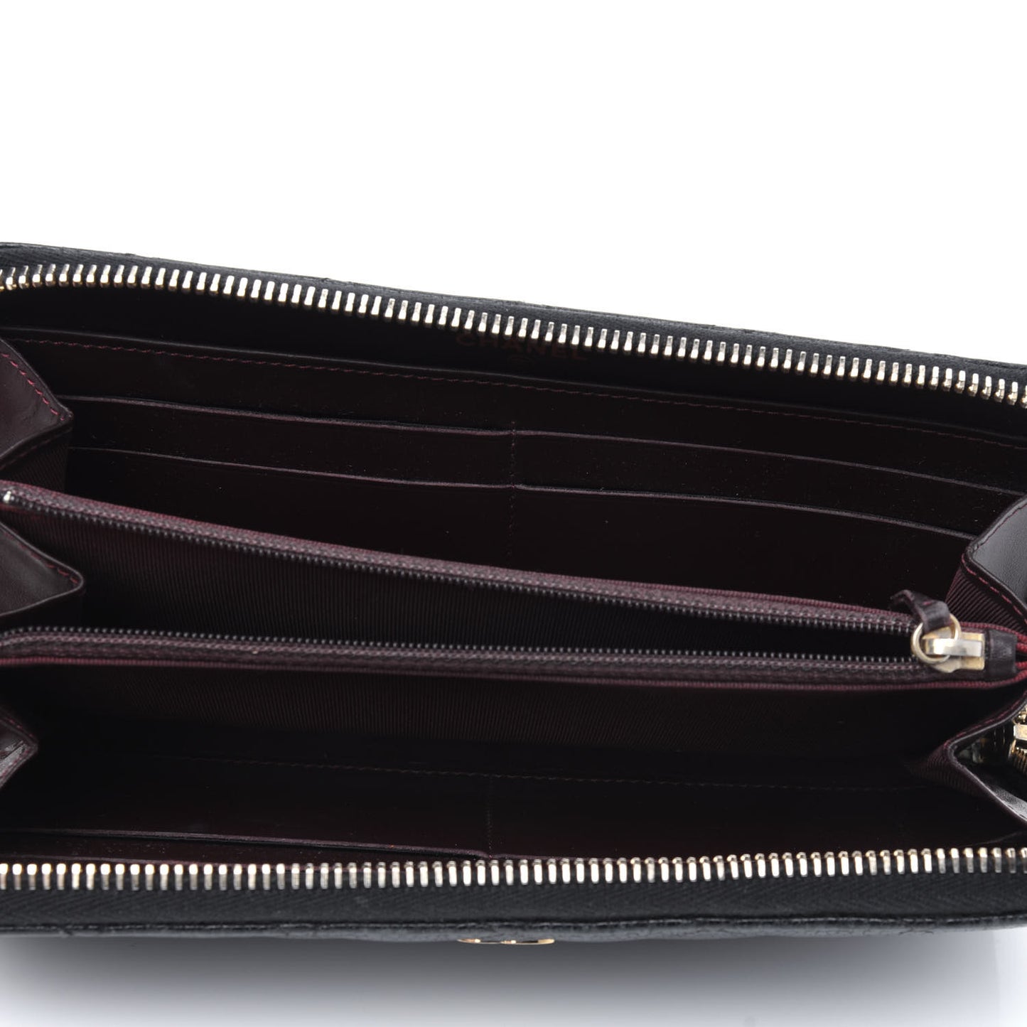 Caviar Quilted Large Gusset Zip Around Wallet Black