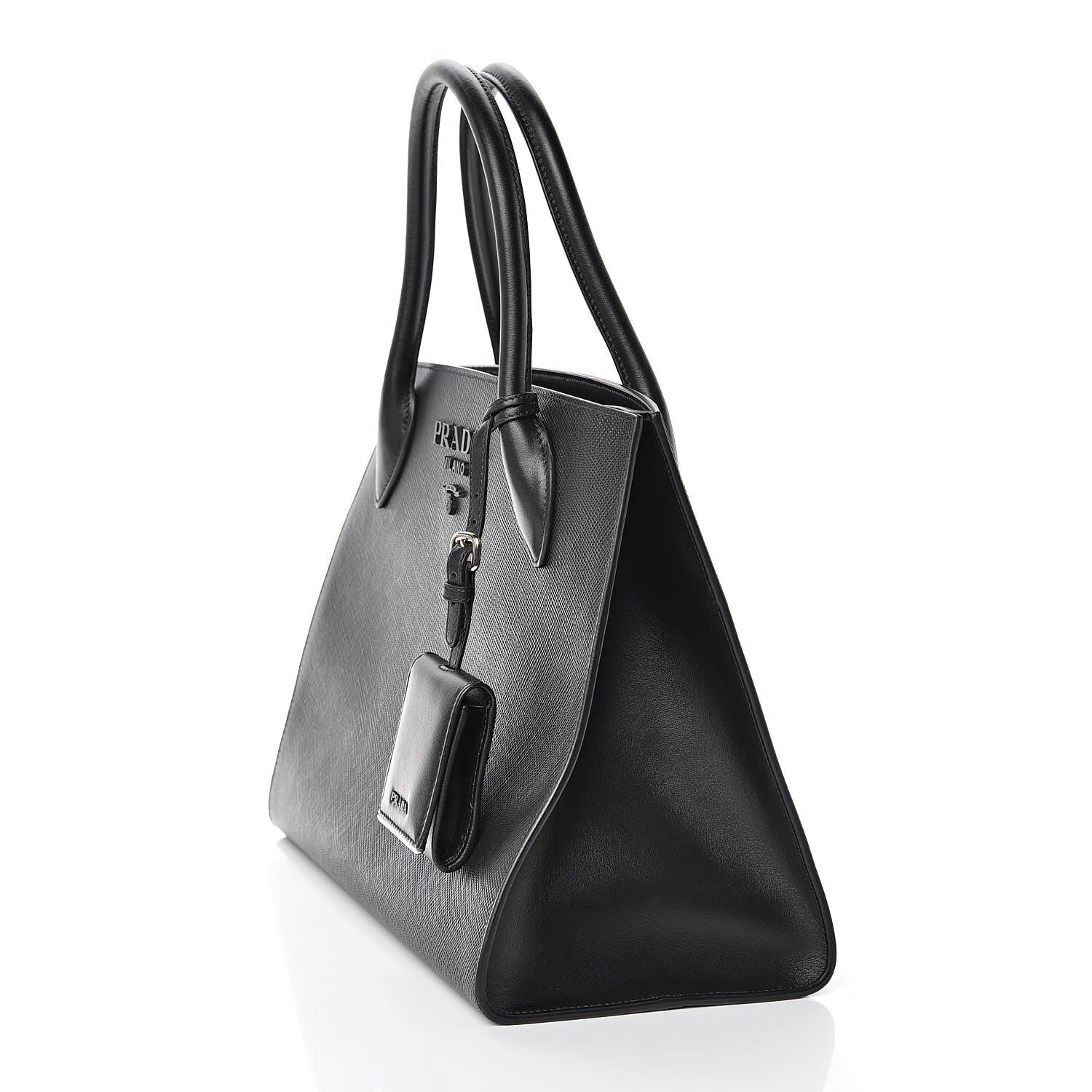 Prada Saffiano Cuir Calfskin Large Monochrome Top Handle Tote Black 9 of 13