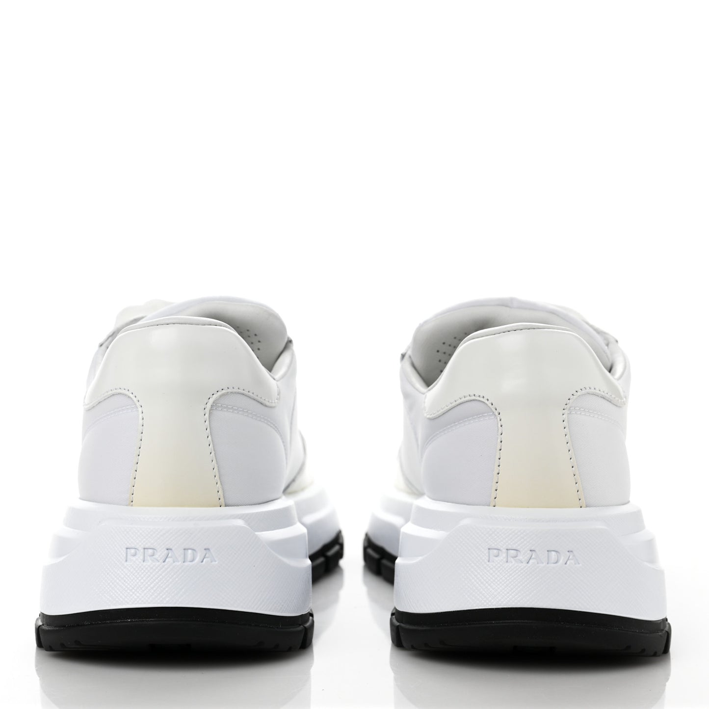 Re-Nylon Spazzolato Metal Triangle Logo Womens Prax 01 45mm Sneakers 39 White Black