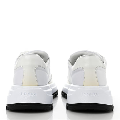 Prada Re-Nylon Spazzolato Metal Triangle Logo Womens Prax 01 45mm Sneakers 39 White Black 5 of 10