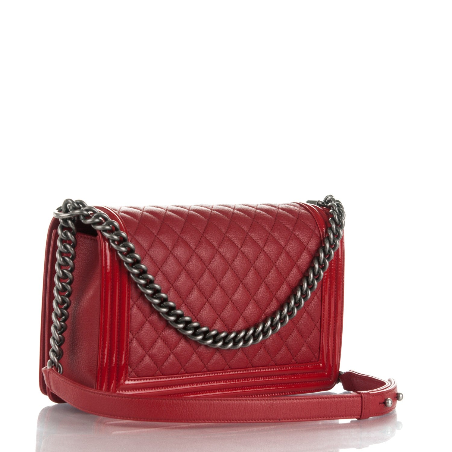 Chanel Patent Goatskin Quilted New Medium Boy Flap Red 3 of 7