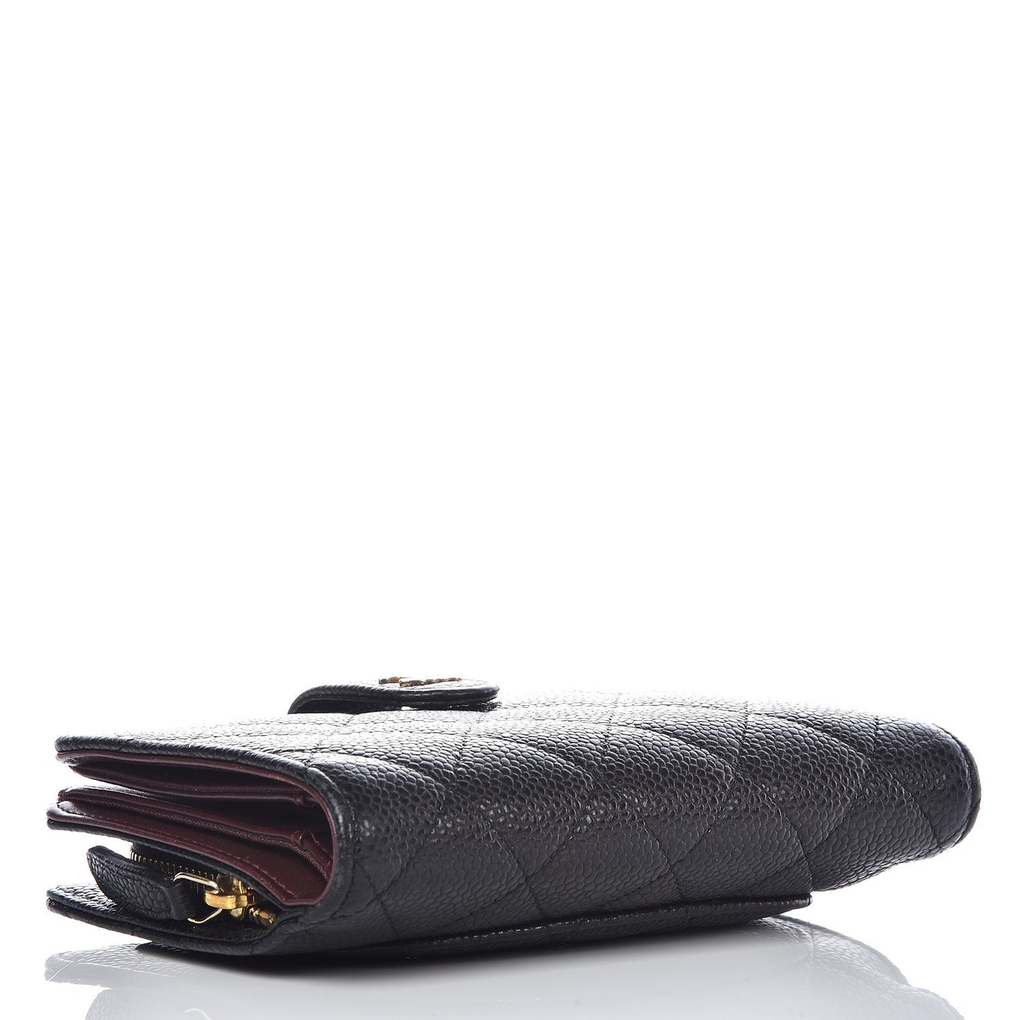 Caviar Quilted Zipped Pocket Wallet Black
