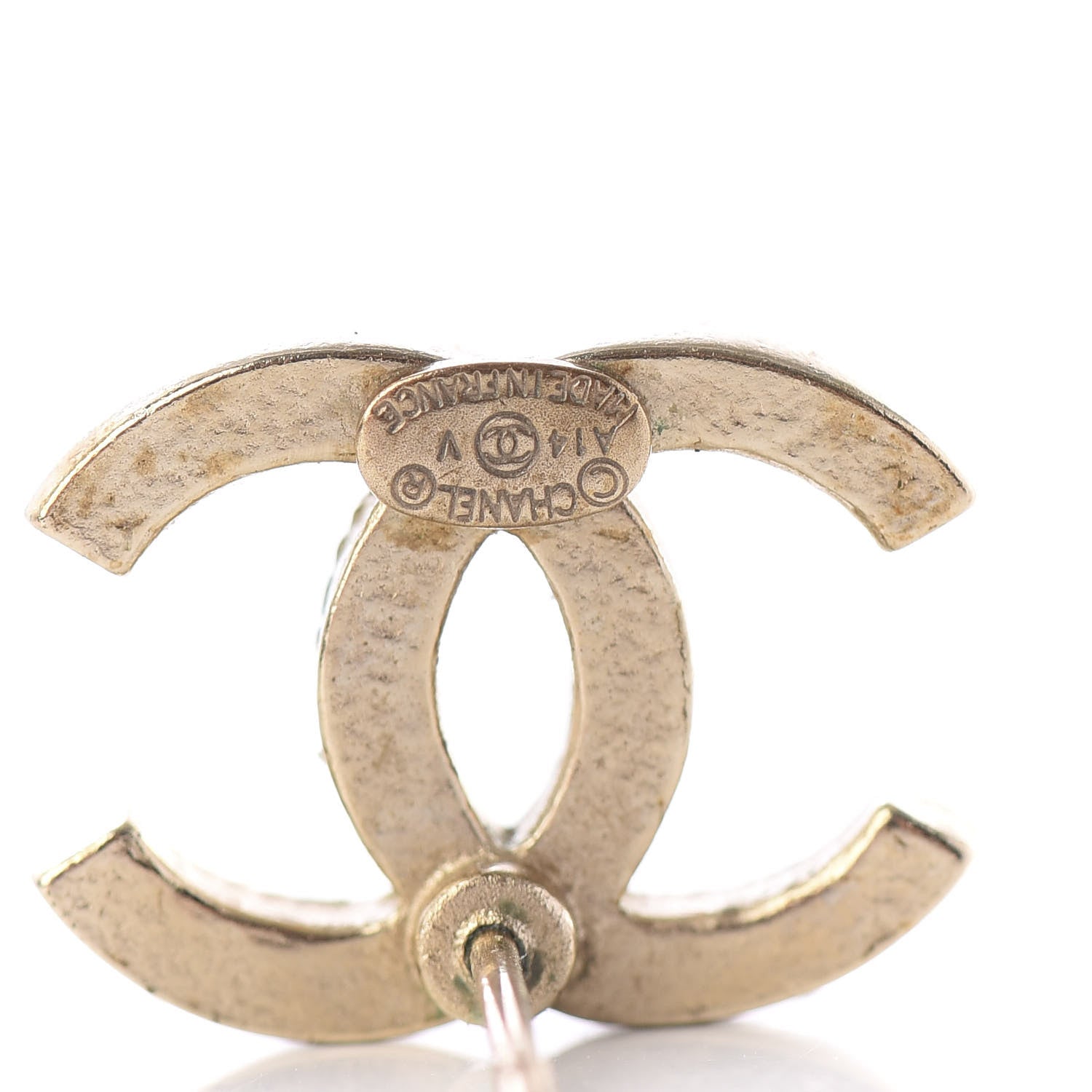 Chanel Crystal CC Earrings Light Gold 3 of 5
