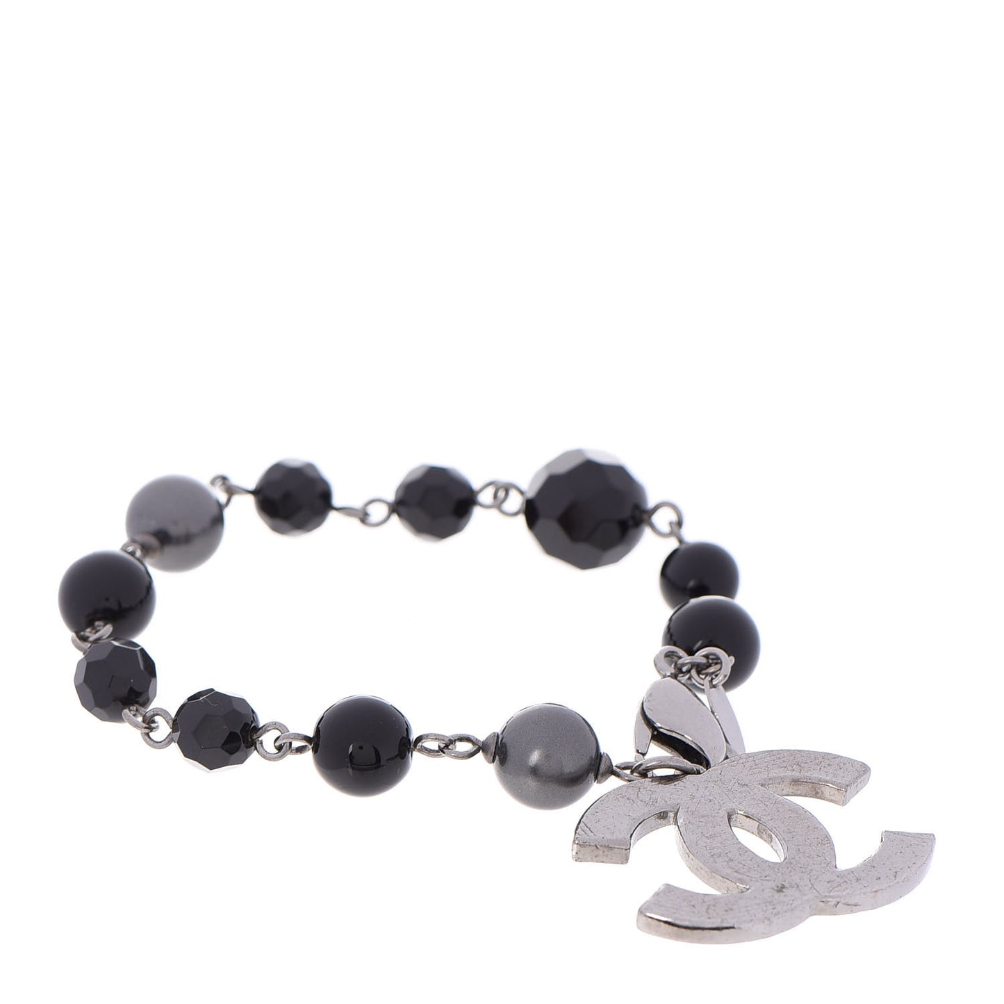 Ruthenium Bead CC Bracelet Black