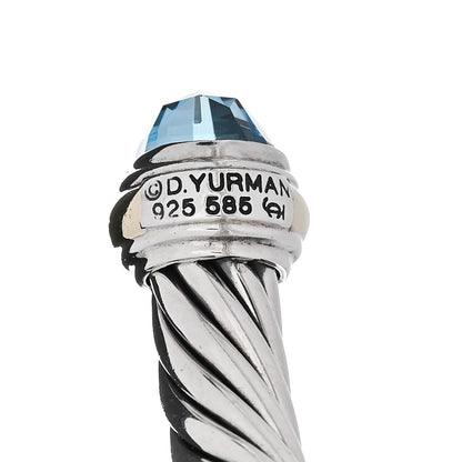 David Yurman Sterling Silver 14K Yellow Gold Blue Topaz 7mm Cable Classics Bracelet 3 of 3