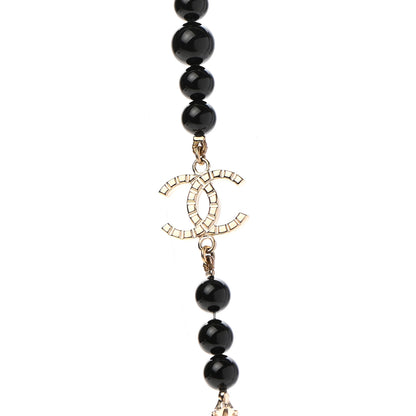 Chanel Ruthenium Crystal Baguette Pearl Beaded CC Long Necklace Black 4 of 5