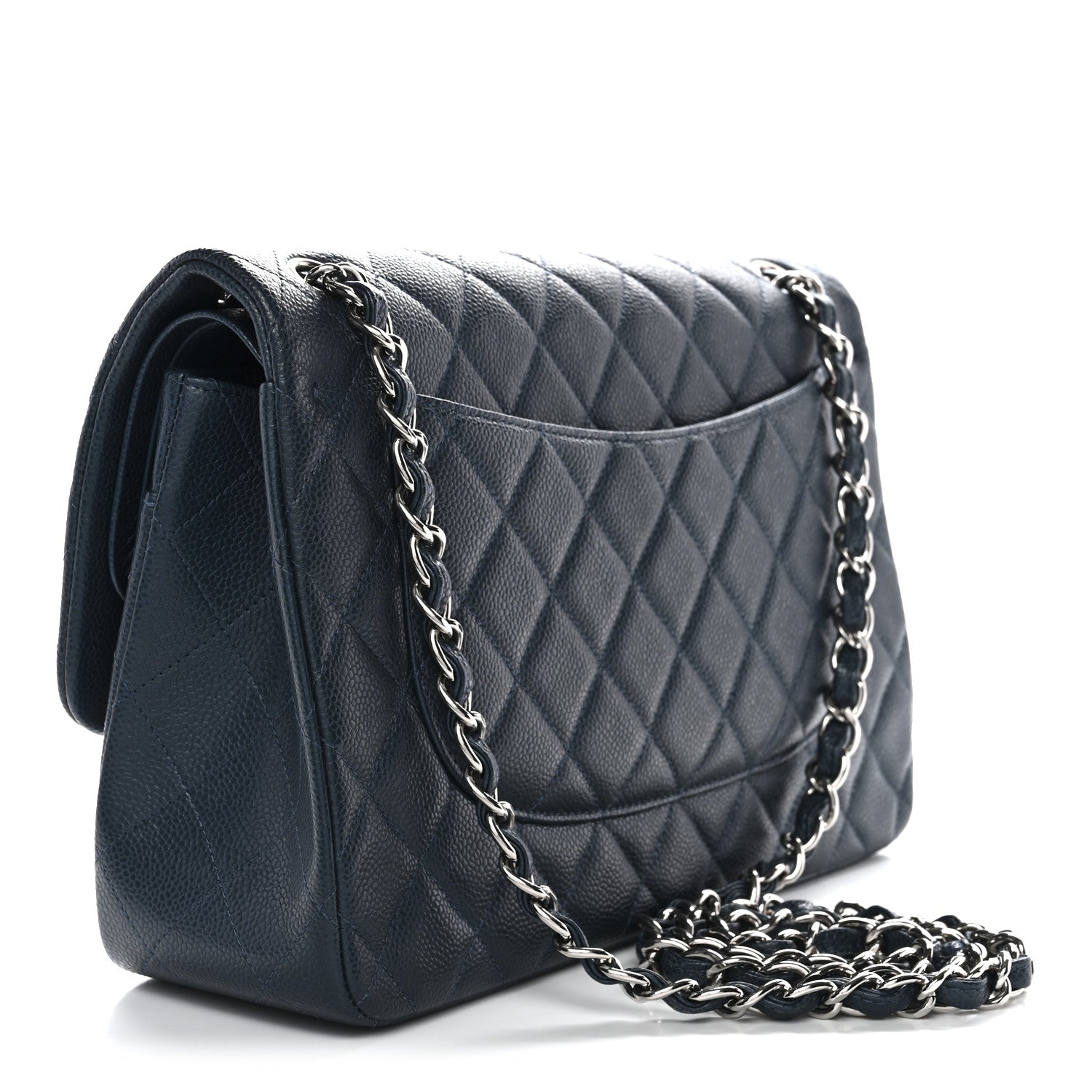 Chanel Caviar Quilted Jumbo Double Flap Blue 3 of 13