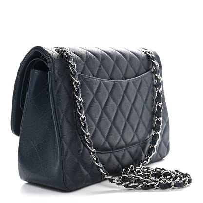 Chanel Caviar Quilted Jumbo Double Flap Blue 3 of 13