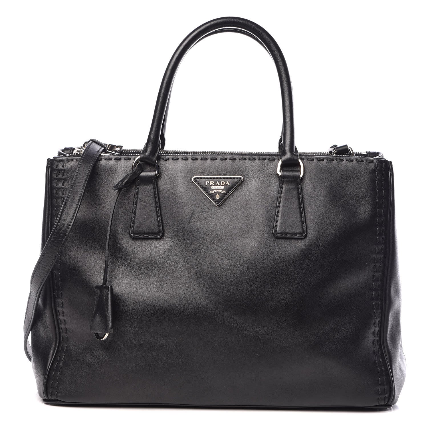 Prada City Calf Medium Galleria Double Zip Tote Black 1 of 16