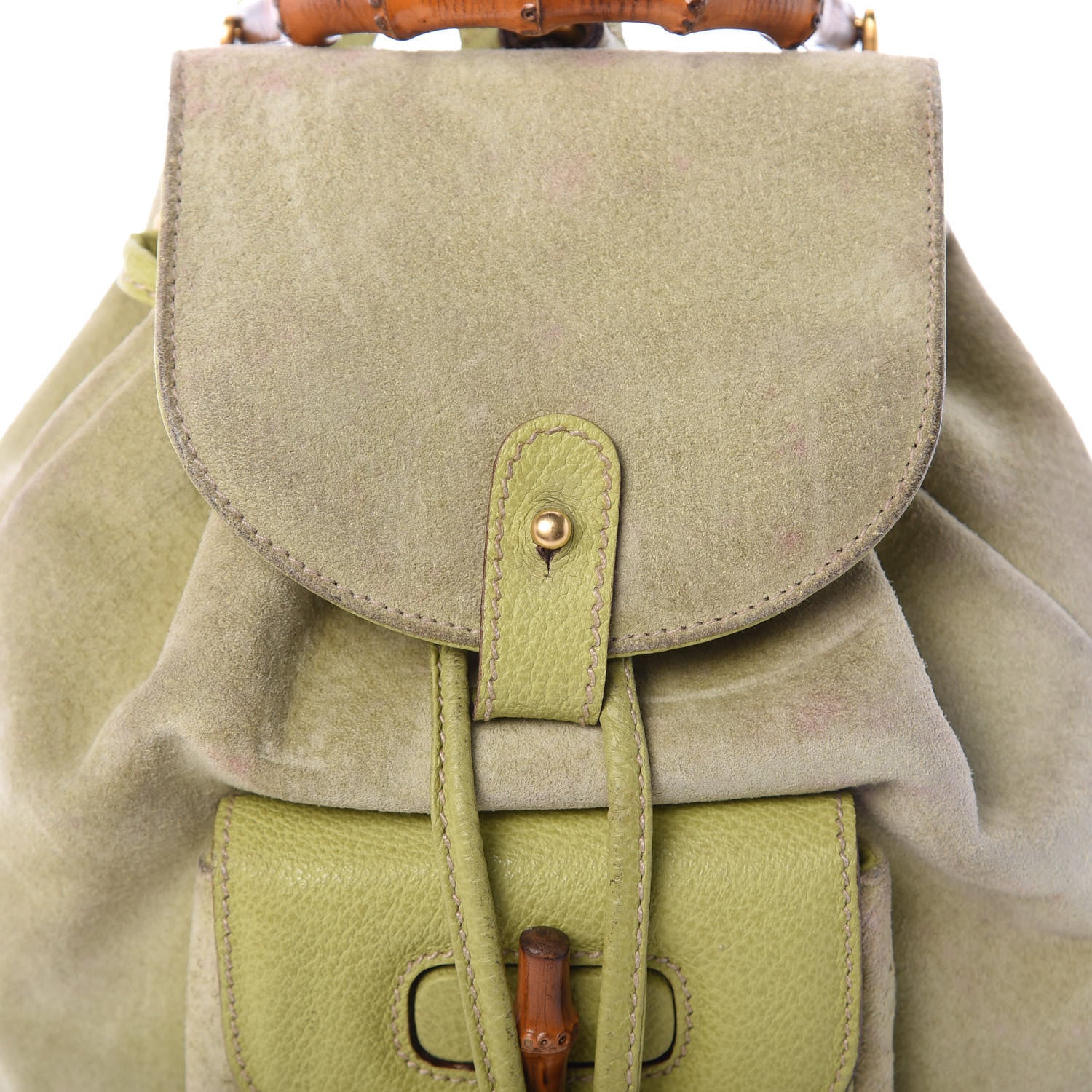 Gucci Suede Calfskin Bamboo Backpack Green 11 of 11