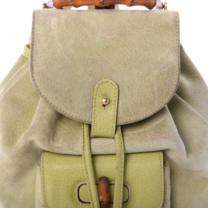 Gucci Suede Calfskin Bamboo Backpack Green 11 of 11