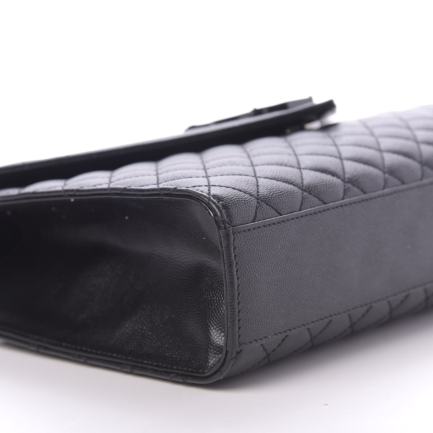 Saint Laurent Grain De Poudre Textured Mixed Matelasse Large Triquilt Monogram Monochrome Satchel Black 6 of 13