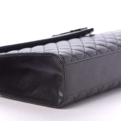 Saint Laurent Grain De Poudre Textured Mixed Matelasse Large Triquilt Monogram Monochrome Satchel Black 6 of 13