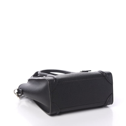 Celine Drummed Calfskin Nano Luggage Black 3 of 9
