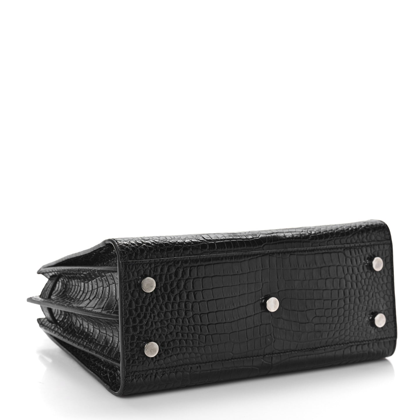 Calfskin Crocodile Embossed Baby Sac De Jour Black