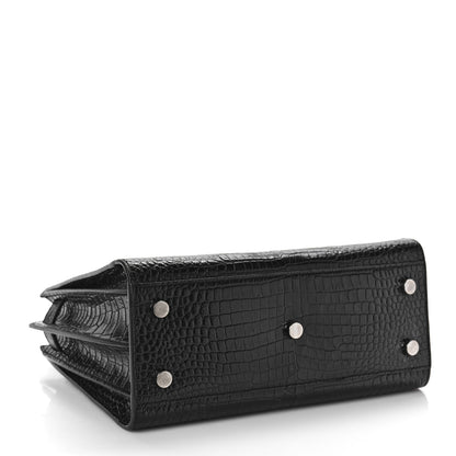 Saint Laurent Calfskin Crocodile Embossed Baby Sac De Jour Black 5 of 13