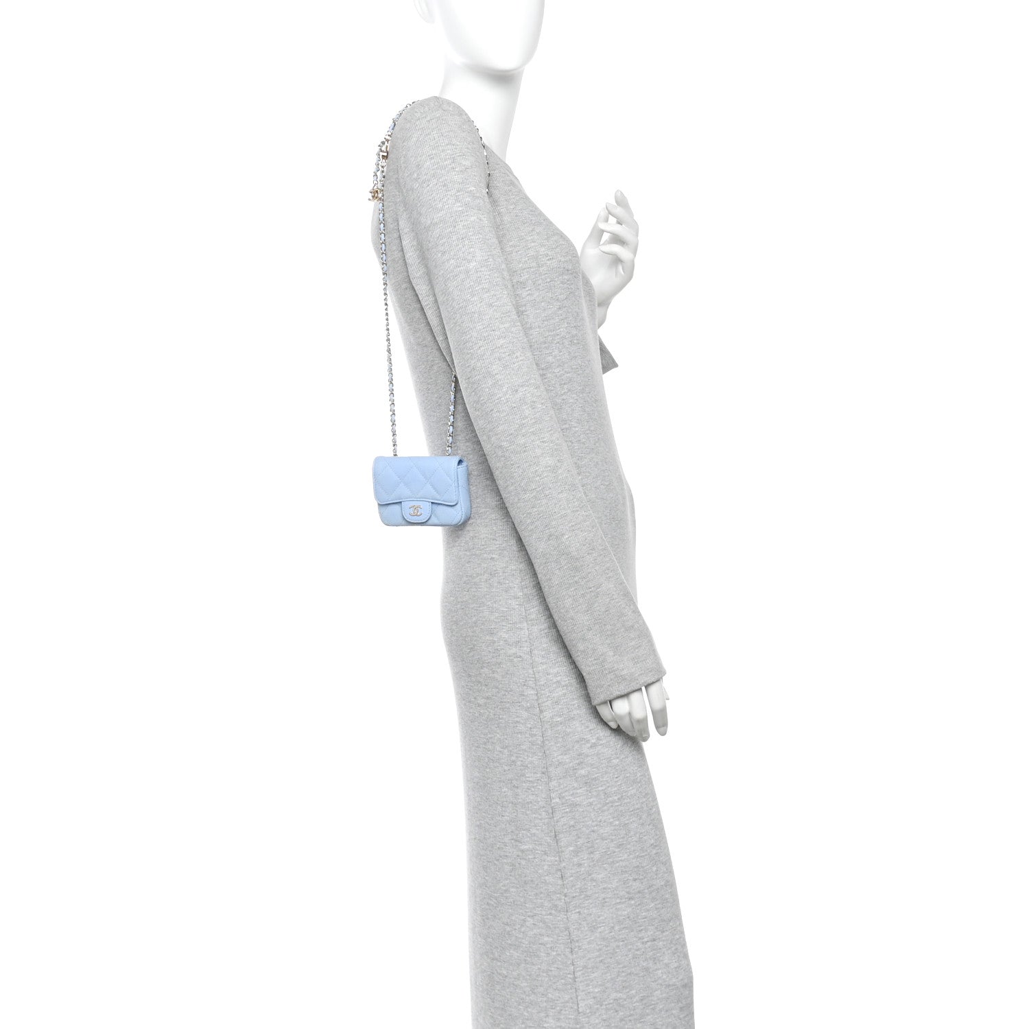 Chanel Caviar Quilted Flap Chain Waist Bag Light Blue 2 of 11
