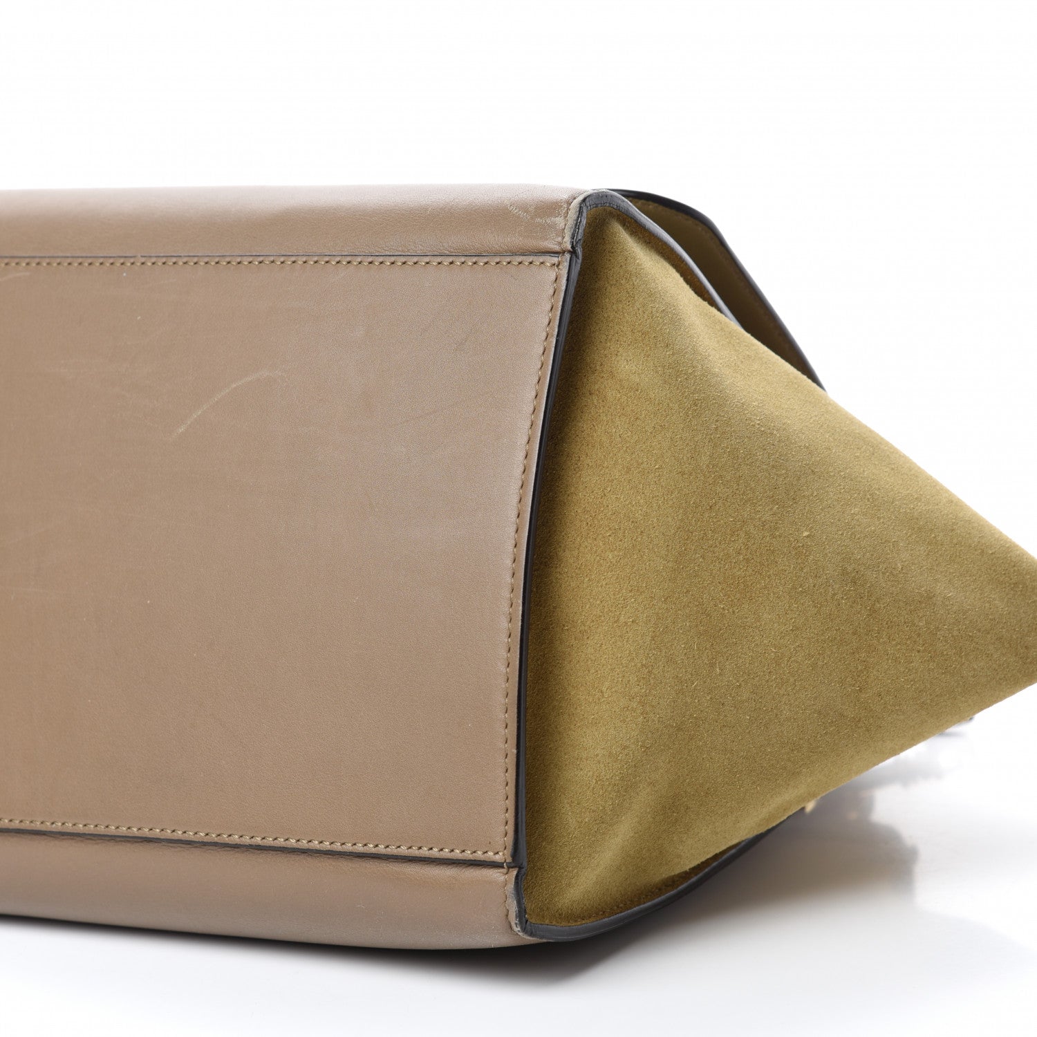 Celine Smooth Calfskin Suede Medium Tri-Color Trapeze Olive 7 of 16