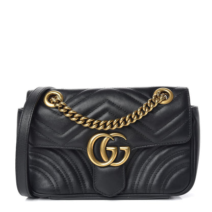 Gucci Calfskin Matelasse Mini GG Marmont Shoulder Bag Black 1 of 10