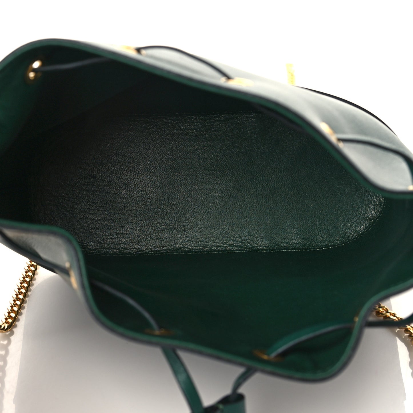 Nappa Mini VLogo Signature Chain Bucket Bag English Green
