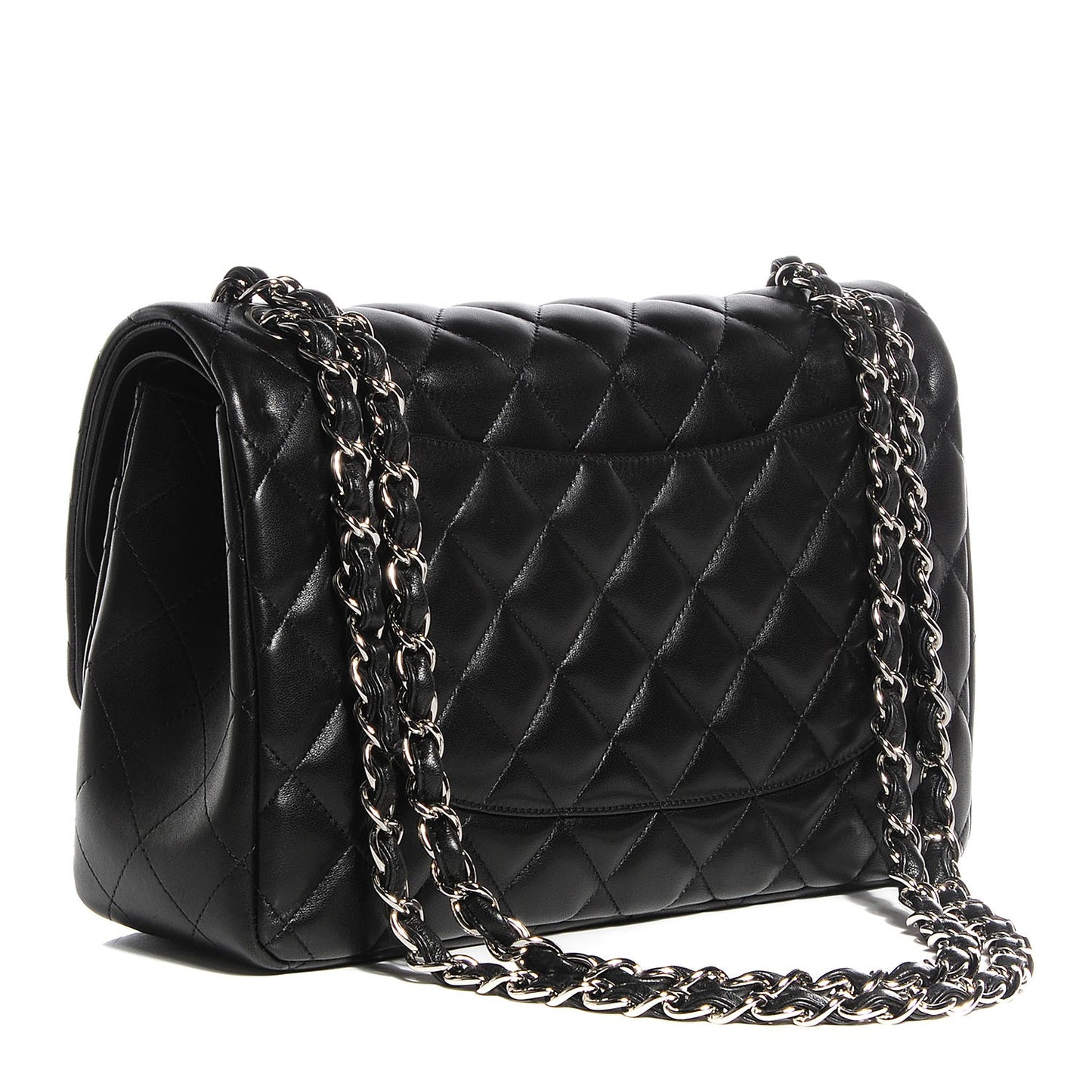 Lambskin Quilted Jumbo Double Flap Black