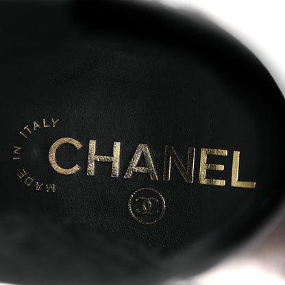 Chanel Shiny Grained Calfskin Patent Cap Toe Interlocking CC Short Boots 37.5 Black 9 of 12