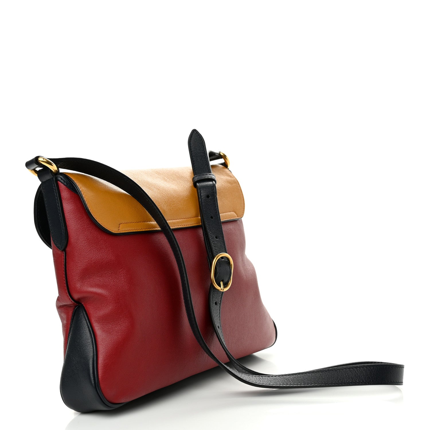 Gucci New Sakai Calfskin Lux Tri-Color Medium Dahlia Messenger Shoulder Bag New Cherry Red Sun Oil Blue 3 of 12