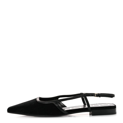 Gucci Velvet GG Monogram Slingback Ballet Flats 37.5 Black 1 of 11