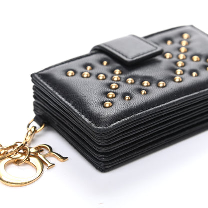 Christian Dior Lambskin Studded Cannage Lady Dior 5-Gusset Card Holder Black 8 of 11