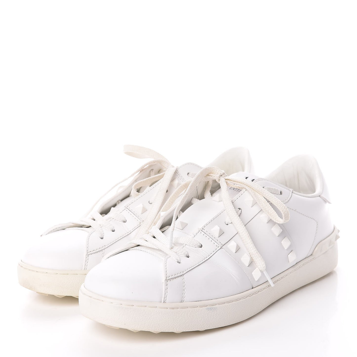 Calfskin Mens Rockstud Untitled Open Sneakers 42 White