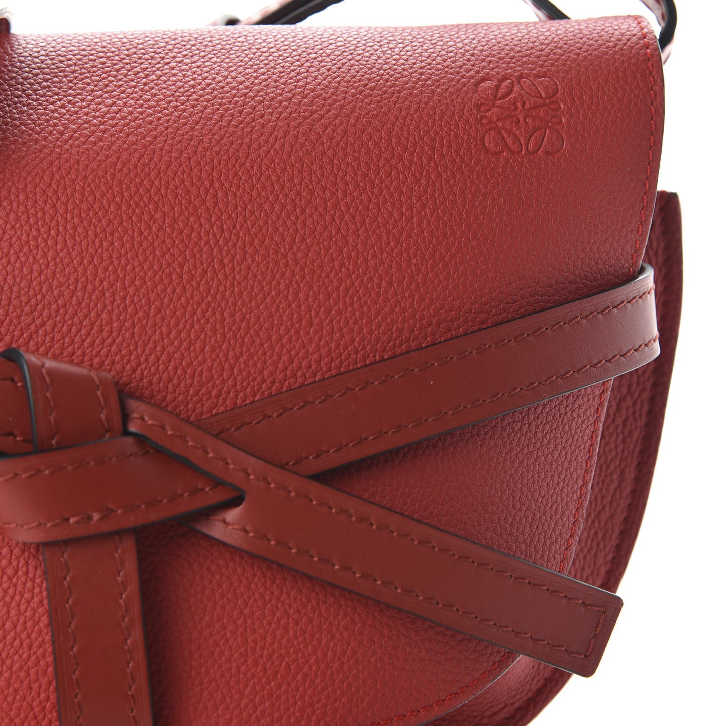 Soft Grain Calfskin Small Gate Crossbody Bag Scarlet Red Burnt Red
