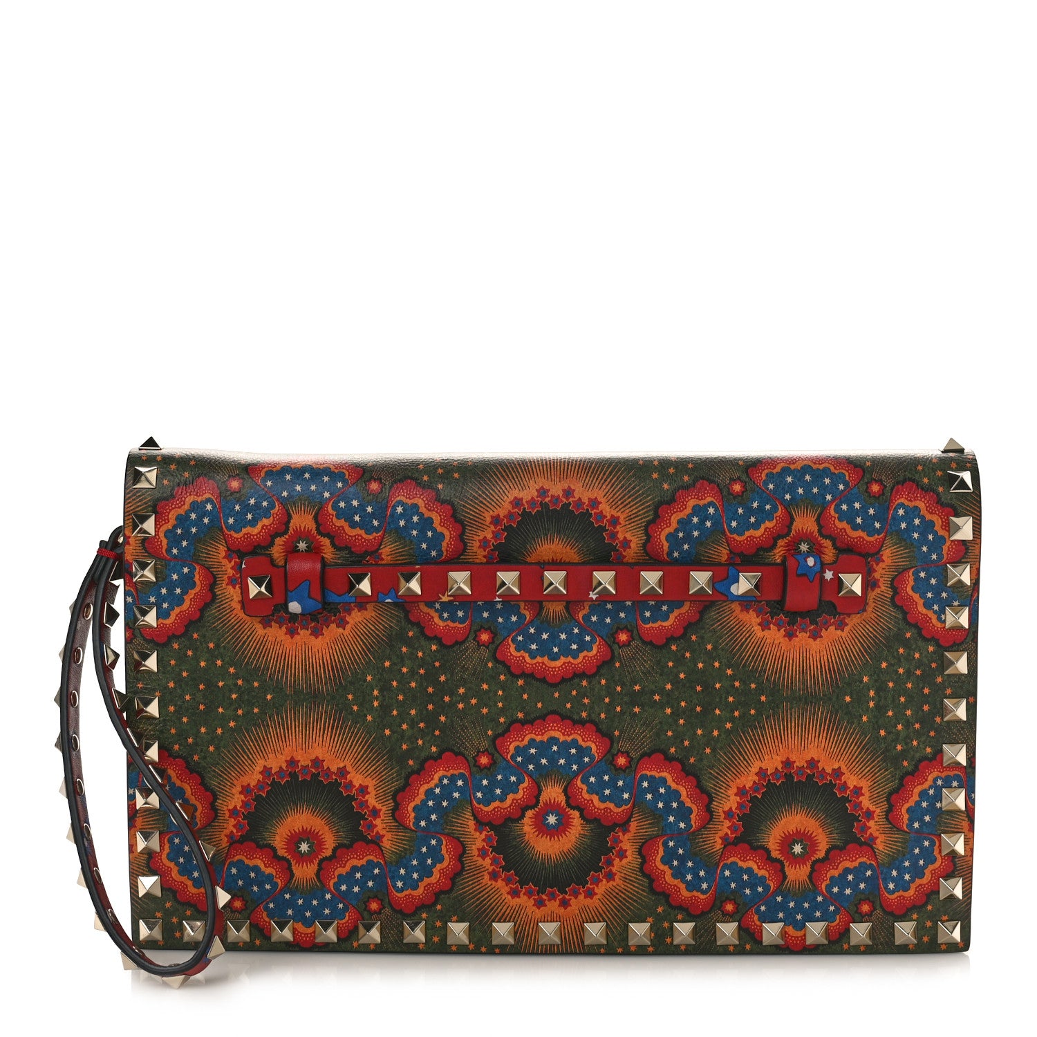 Valentino Garavani Nappa Enchanted Wonderland Rockstud Wristlet Clutch Red 1 of 9