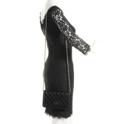 Chanel Lambskin Diamond Stitched Wallet On Chain WOC Black 2 of 8