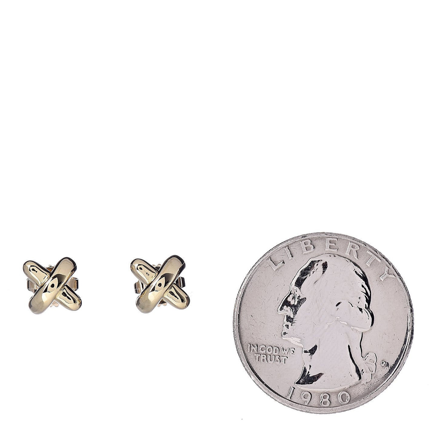 18K Yellow Gold 7.5mm Cross Stitch Earrings