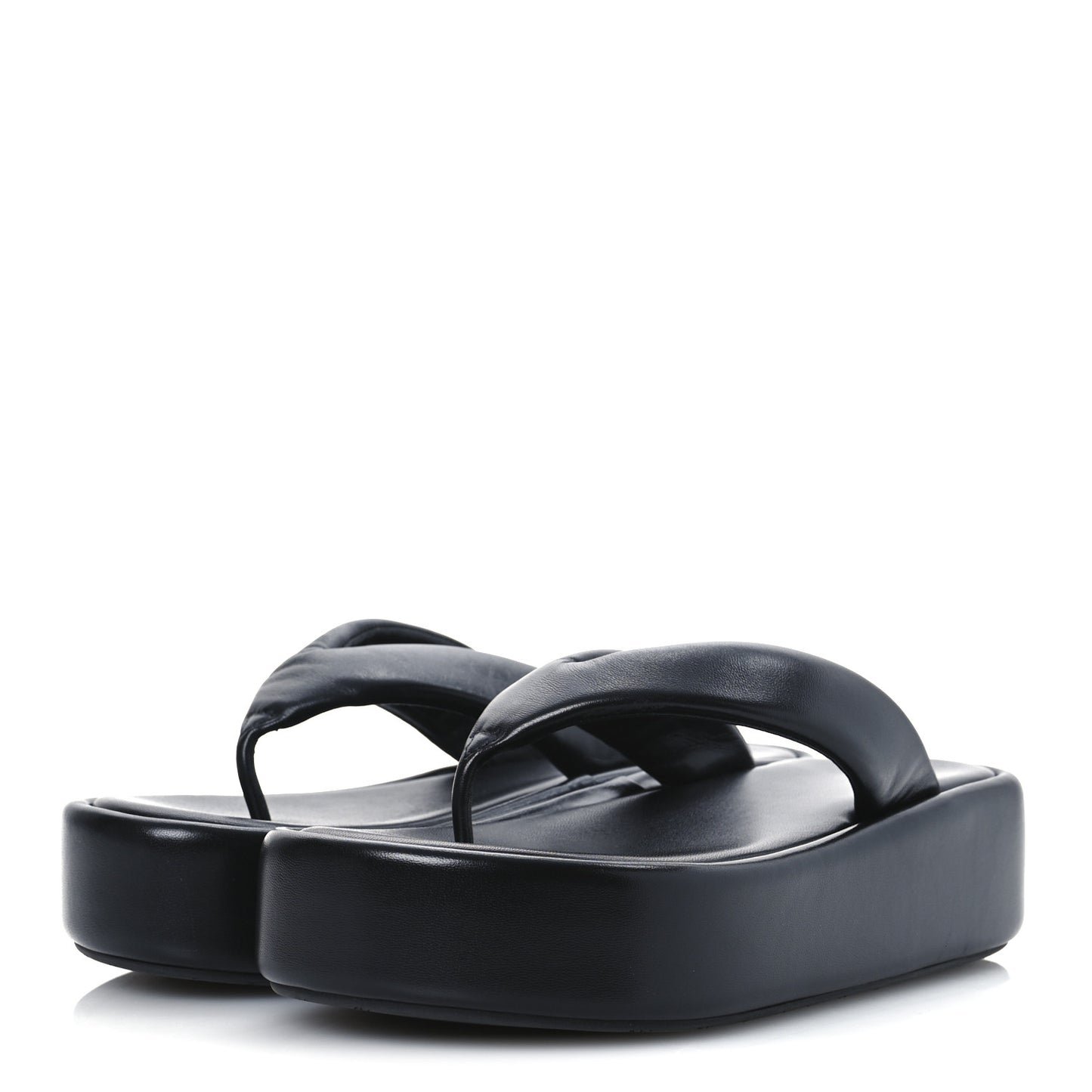 Smooth Nappa Logo Rise Thong Sandals 39 Black White